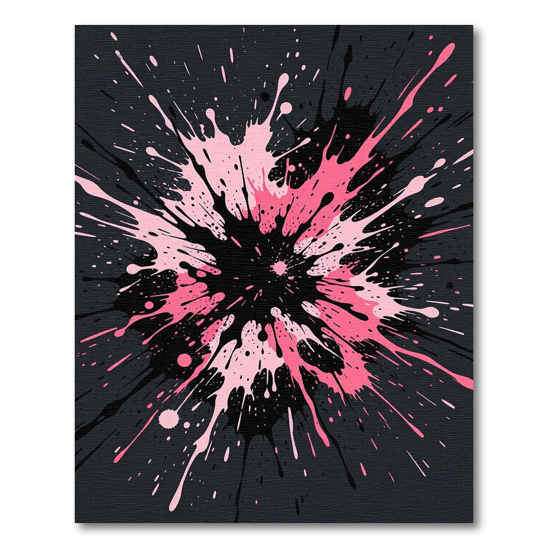 Modern Pink and Black Splatter Splash Rug