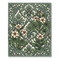 Sage Green Floral Lily Scrollwork Rug