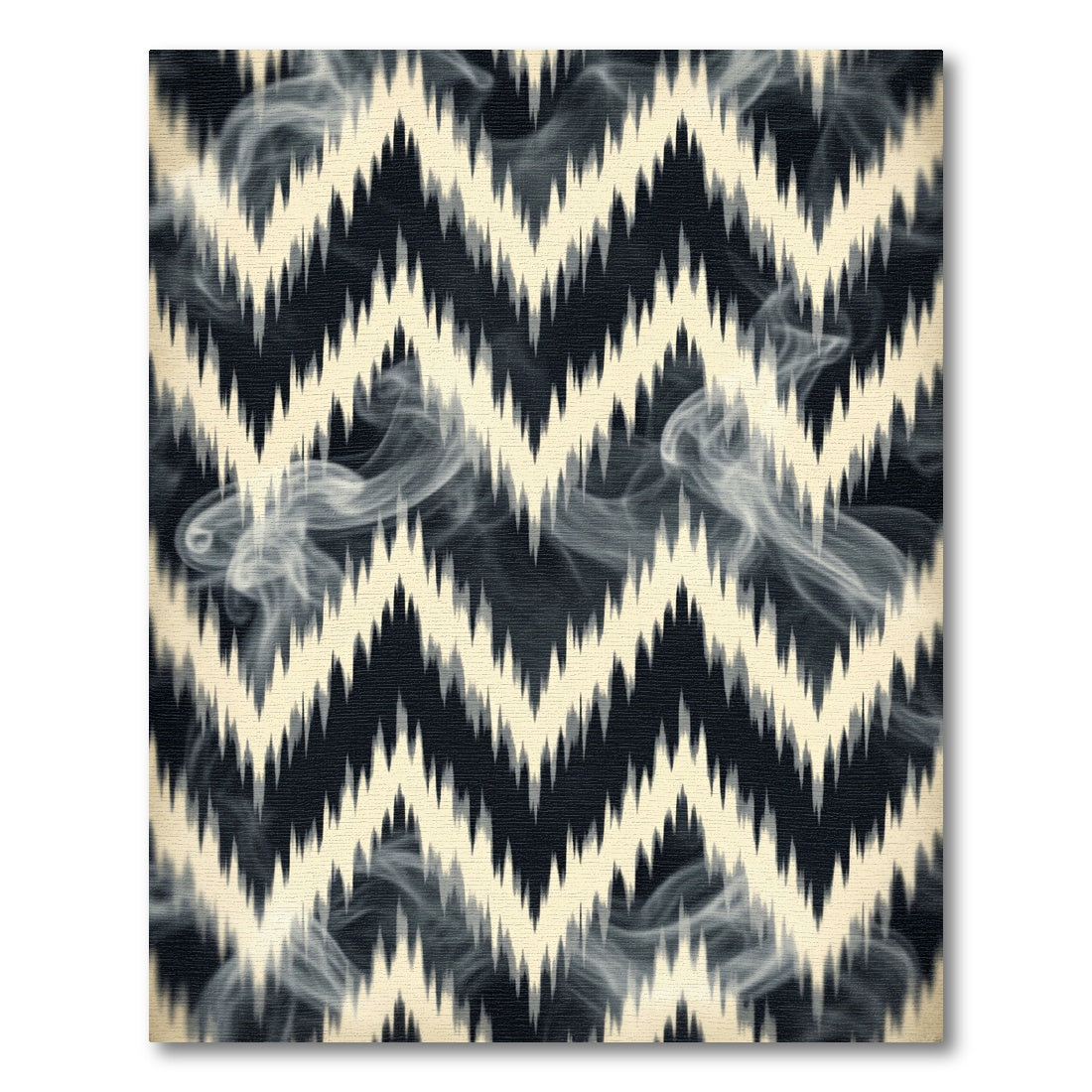 Contrasting Monochrome Zigzag Smoke Graphic Rug