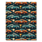 Vintage Racing Car Retro Teal Orange Rug