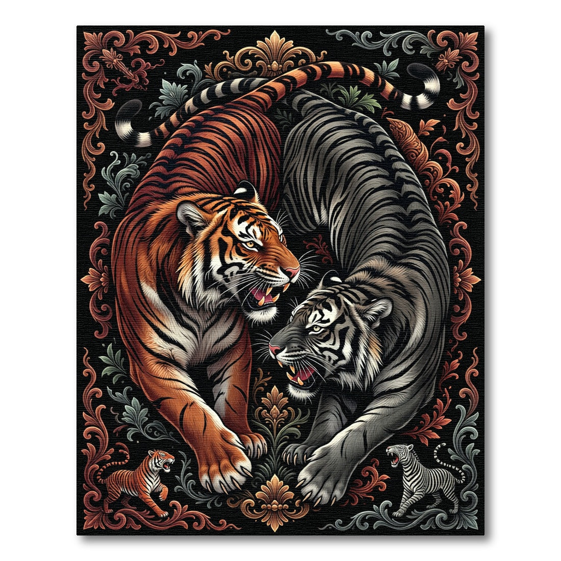 Bold Orange Black Tiger Duo Aura Rug