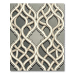 Elegant Gray Interlocking Curvilinear Lattice Rug