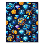 Neon Pixel Gamer Treasure Arcade Rug