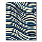 Modern Navy and Cream Wavy Lines Rug