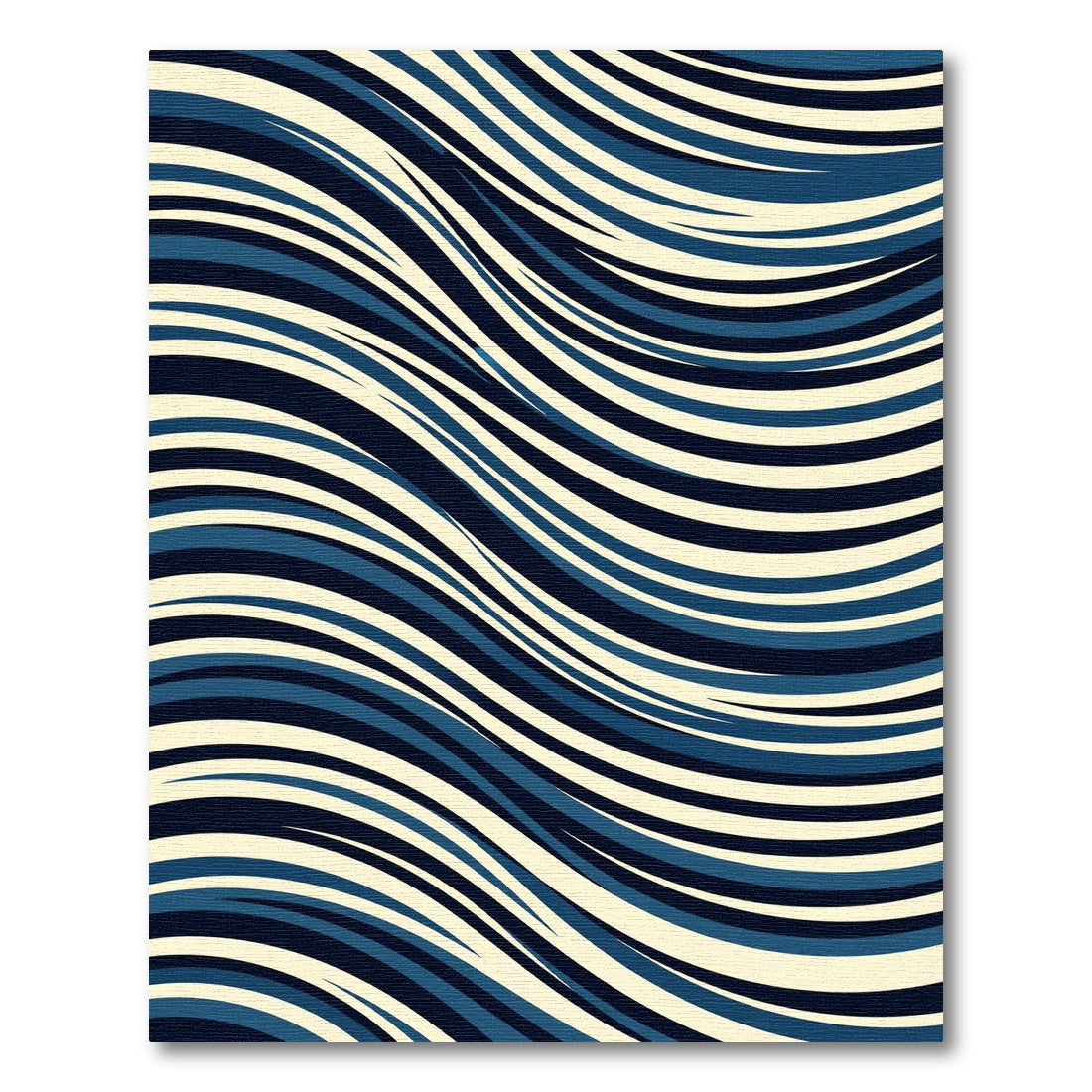 Modern Navy and Cream Wavy Lines Rug
