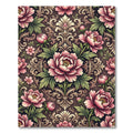 Elegant Pink Peony Damask Scroll Rug