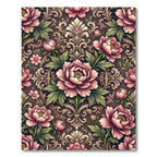 Elegant Pink Peony Damask Scroll Rug