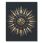 Rustic Celestial Gold Compass Sun Rug