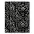 Elegant Metallic Silver Damask Medallion Rug