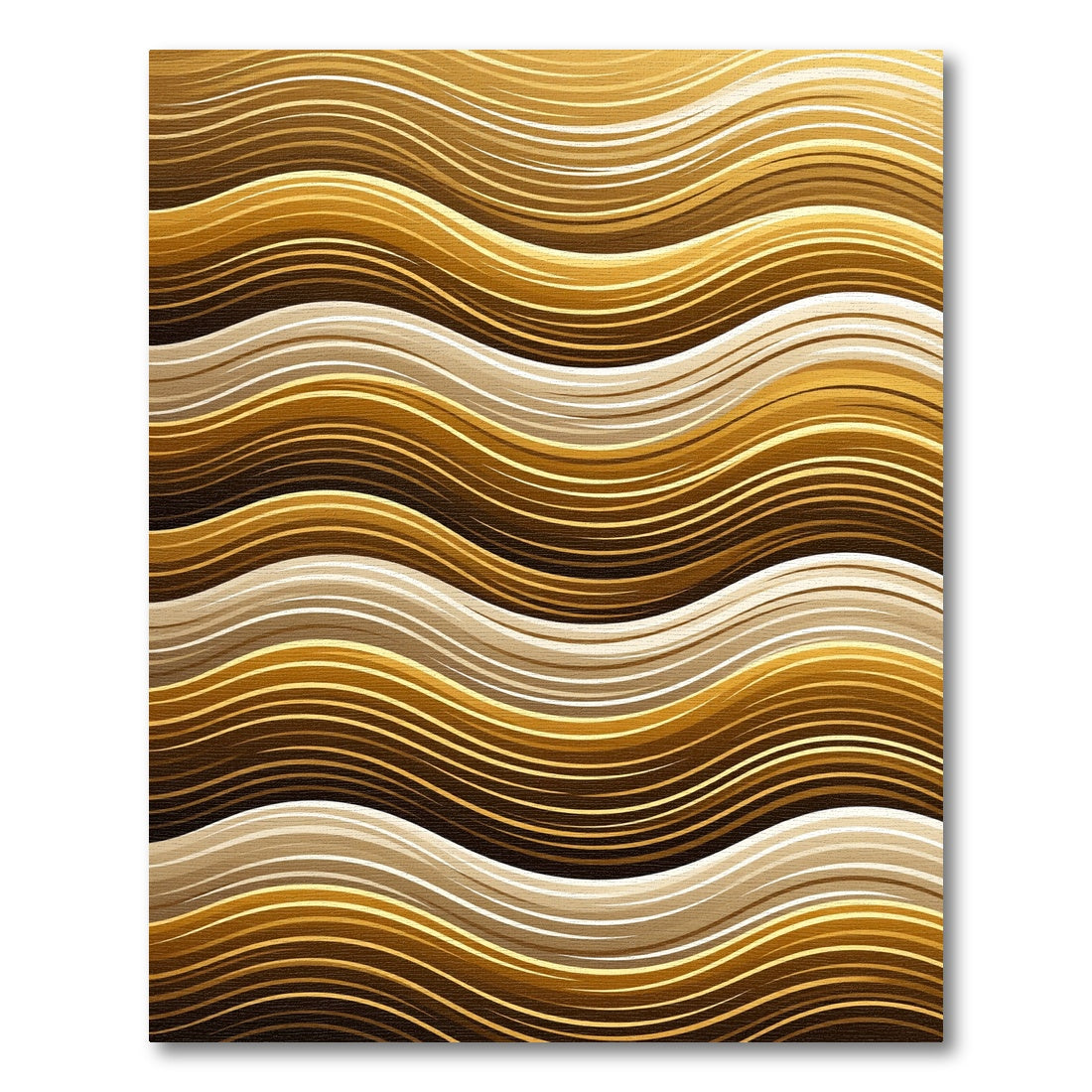 Golden Wavy Abstract Fluid Lines Rug
