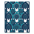 Teal Blue Interlocking Floral Archwork Rug