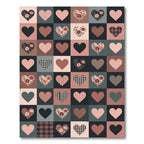 Burgundy Floral Heart Patchwork Rug