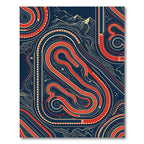Modern Crimson Race Track Schematic Rug