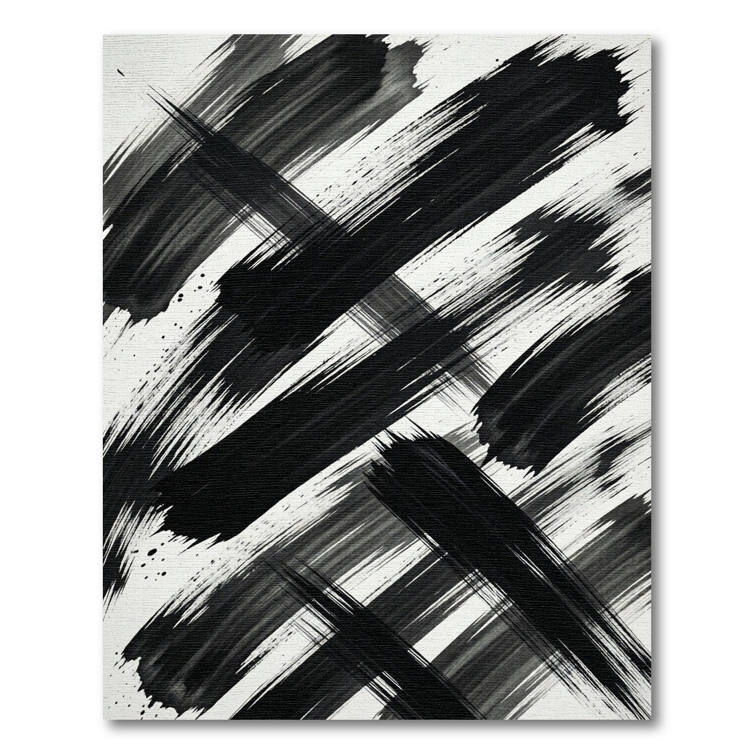 Bold Black Ink Brush Stroke Rug