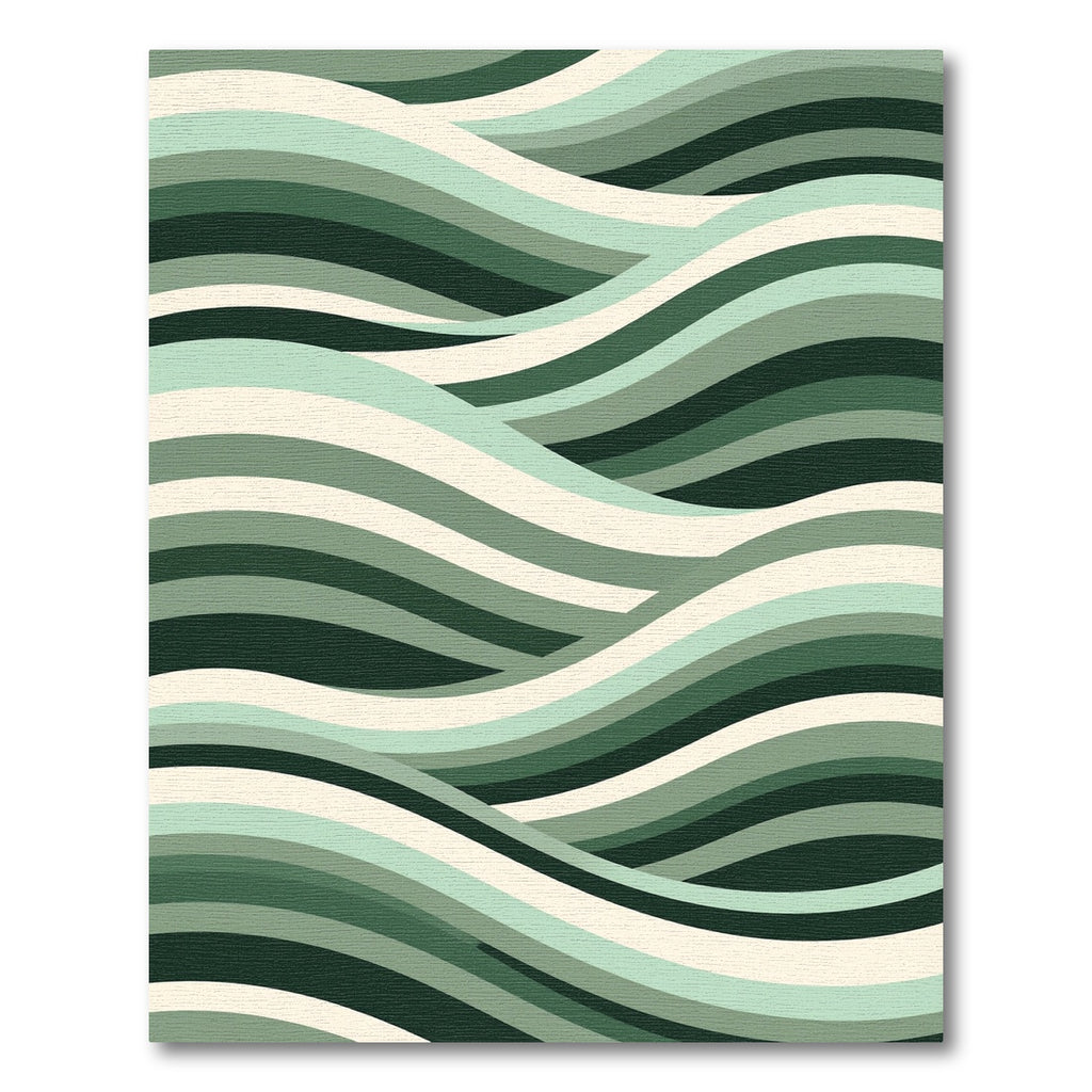 Modern Sage Green Flowing Wave Rug