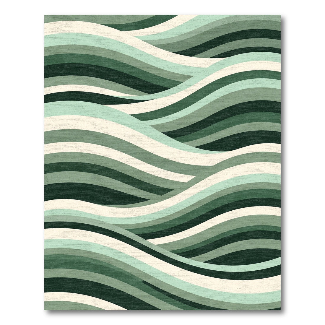 Modern Sage Green Flowing Wave Rug