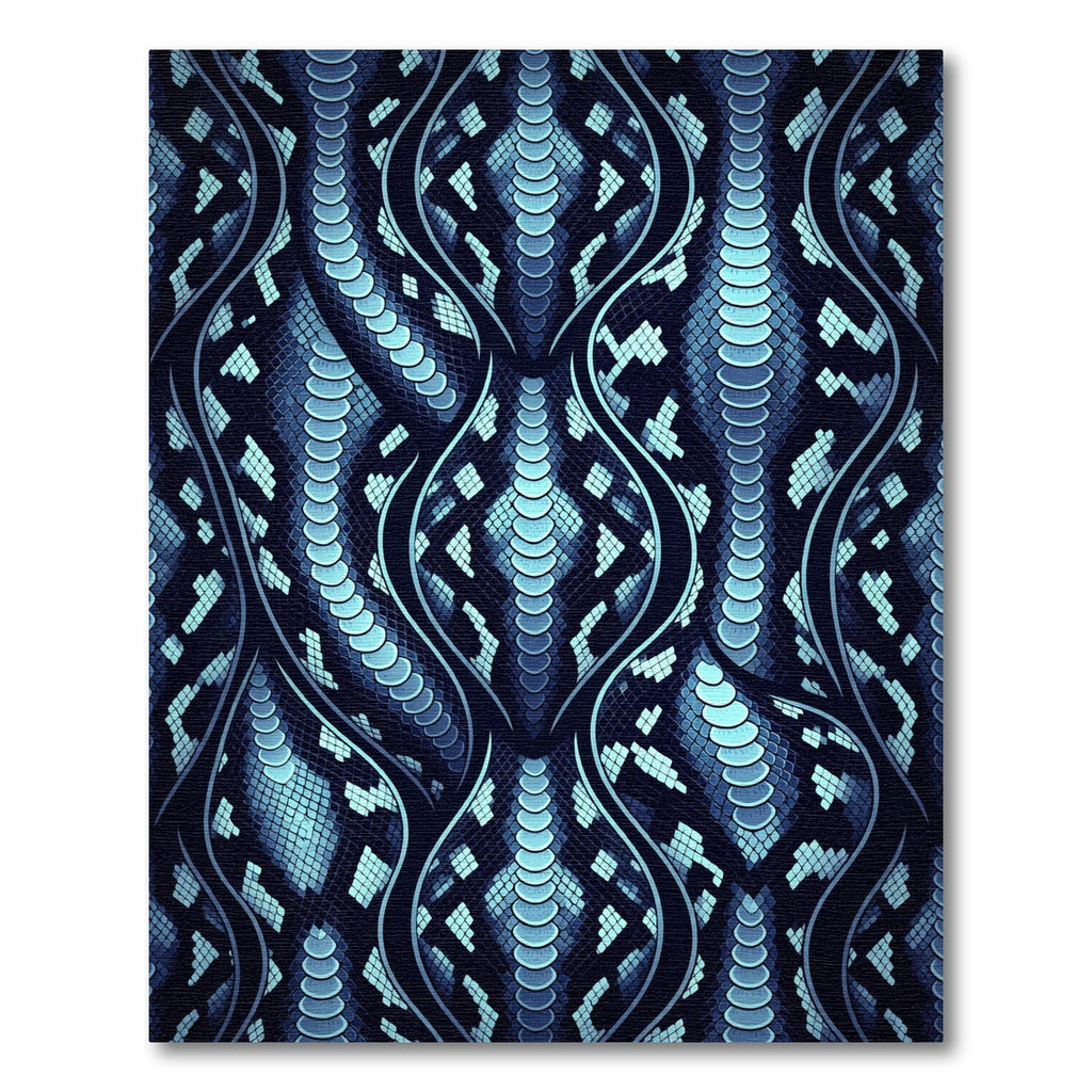 Electric Blue Serpent Scale Wave Rug