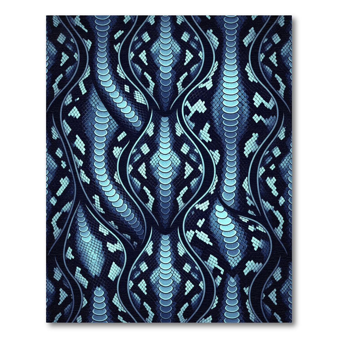 Electric Blue Serpent Scale Wave Rug