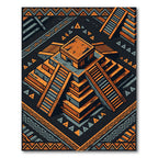Earthy Orange Aztec Pyramid Geometric Art Rug