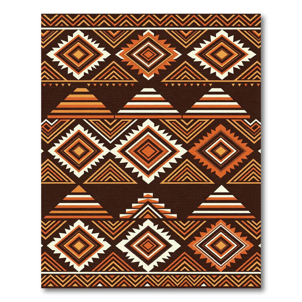 Earthy Tone Geometric Tribal Diamond Rug