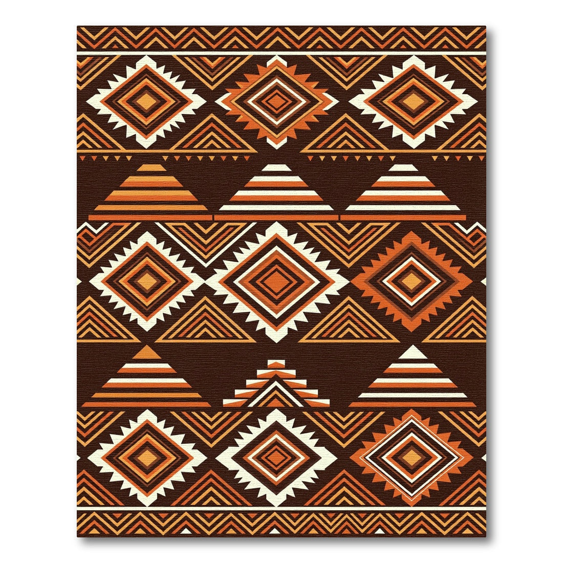 Earthy Tone Geometric Tribal Diamond Rug