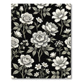 Monochrome Botanical Floral Black Backdrop Rug