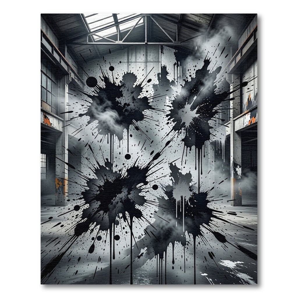 Black Splatter Abstract Grunge Floor Rug