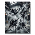 Black Splatter Abstract Grunge Floor Rug
