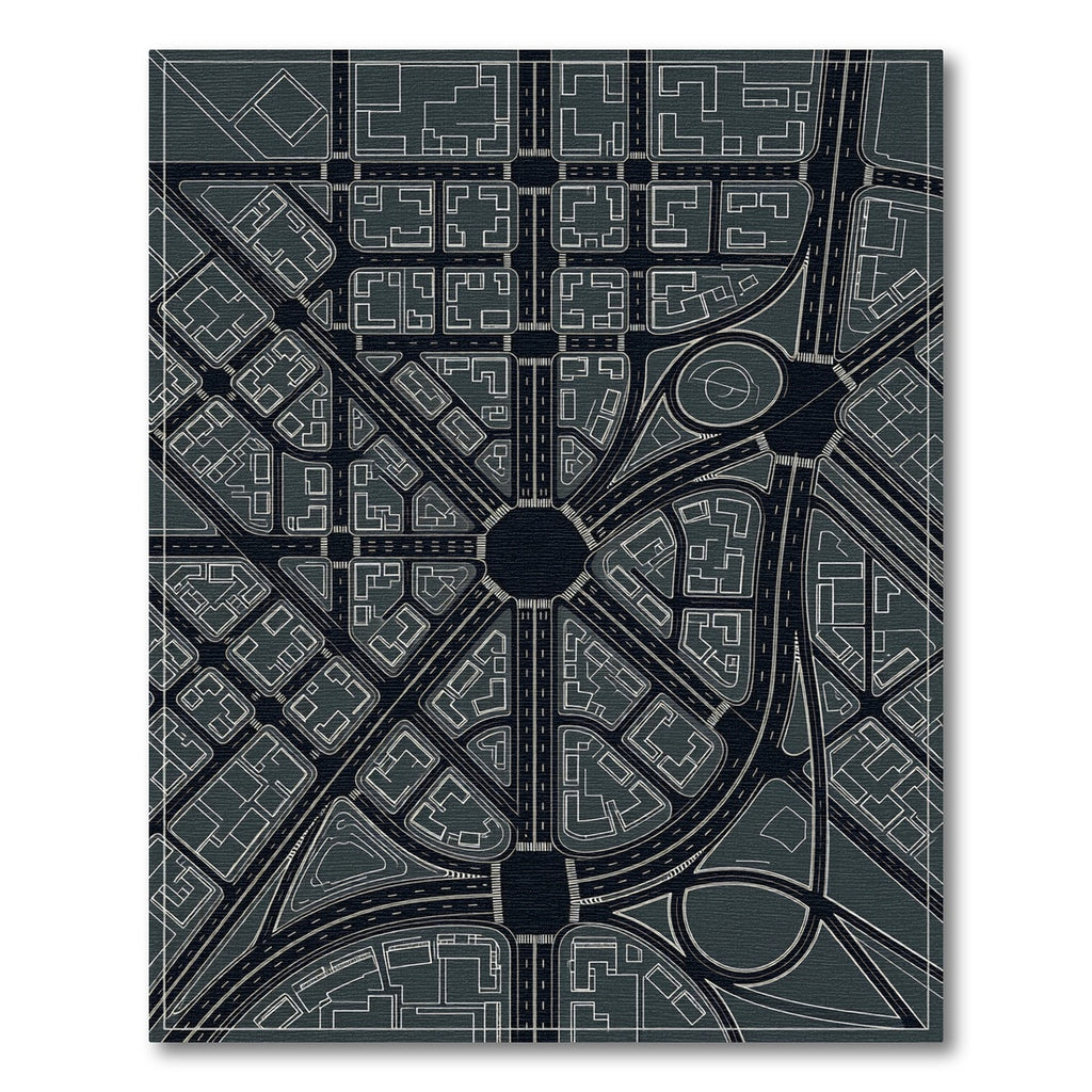 Dark Urban Cityscape Aerial Road Layout Rug