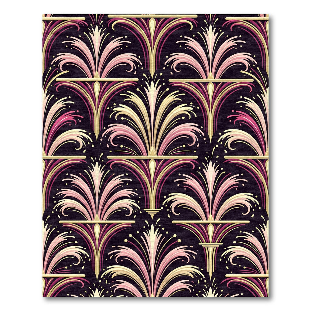 Art Deco Pink Gold Floral Fan Rug