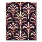 Art Deco Pink Gold Floral Fan Rug