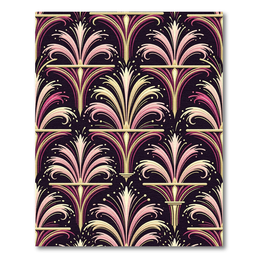 Art Deco Pink Gold Floral Fan Rug