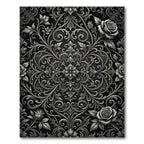 Silver Rose Scrollwork Vintage Medallion Rug