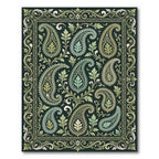 Emerald Green Paisley Floral Foliage Rug