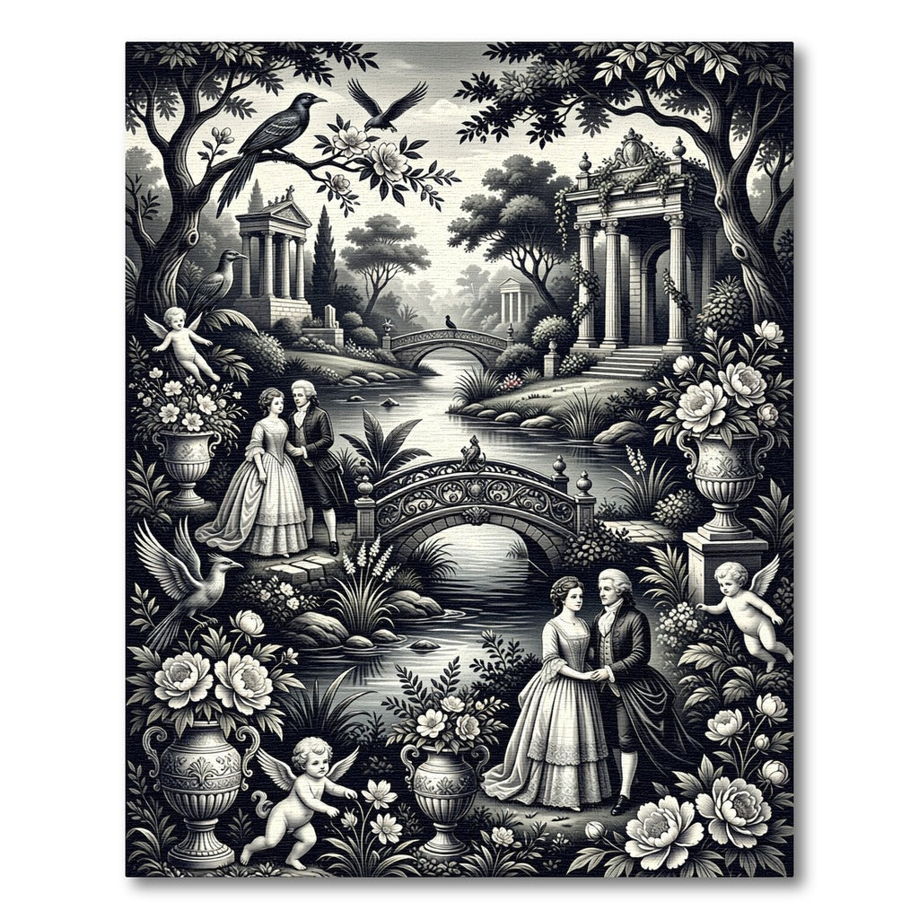 Vintage Garden Romance with Cherubs and Birds Rug
