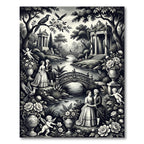Vintage Garden Romance with Cherubs and Birds Rug