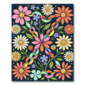 Whimsical Retro Daisy Floral Garden Rug