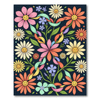 Whimsical Retro Daisy Floral Garden Rug