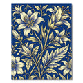 Elegant Golden Lily Floral Cobalt Rug