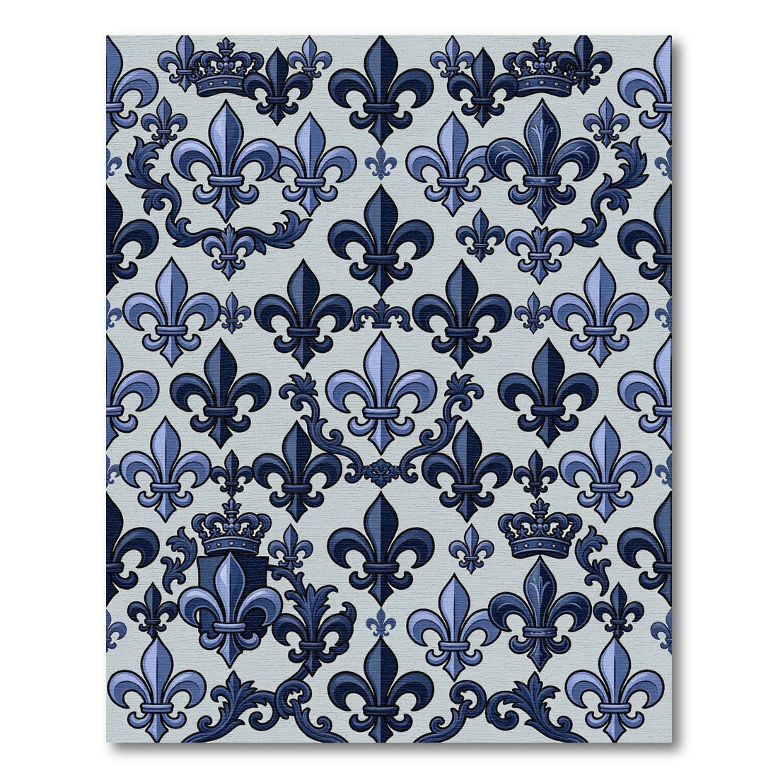 Royal Blue Fleur de Lis Crown Rug