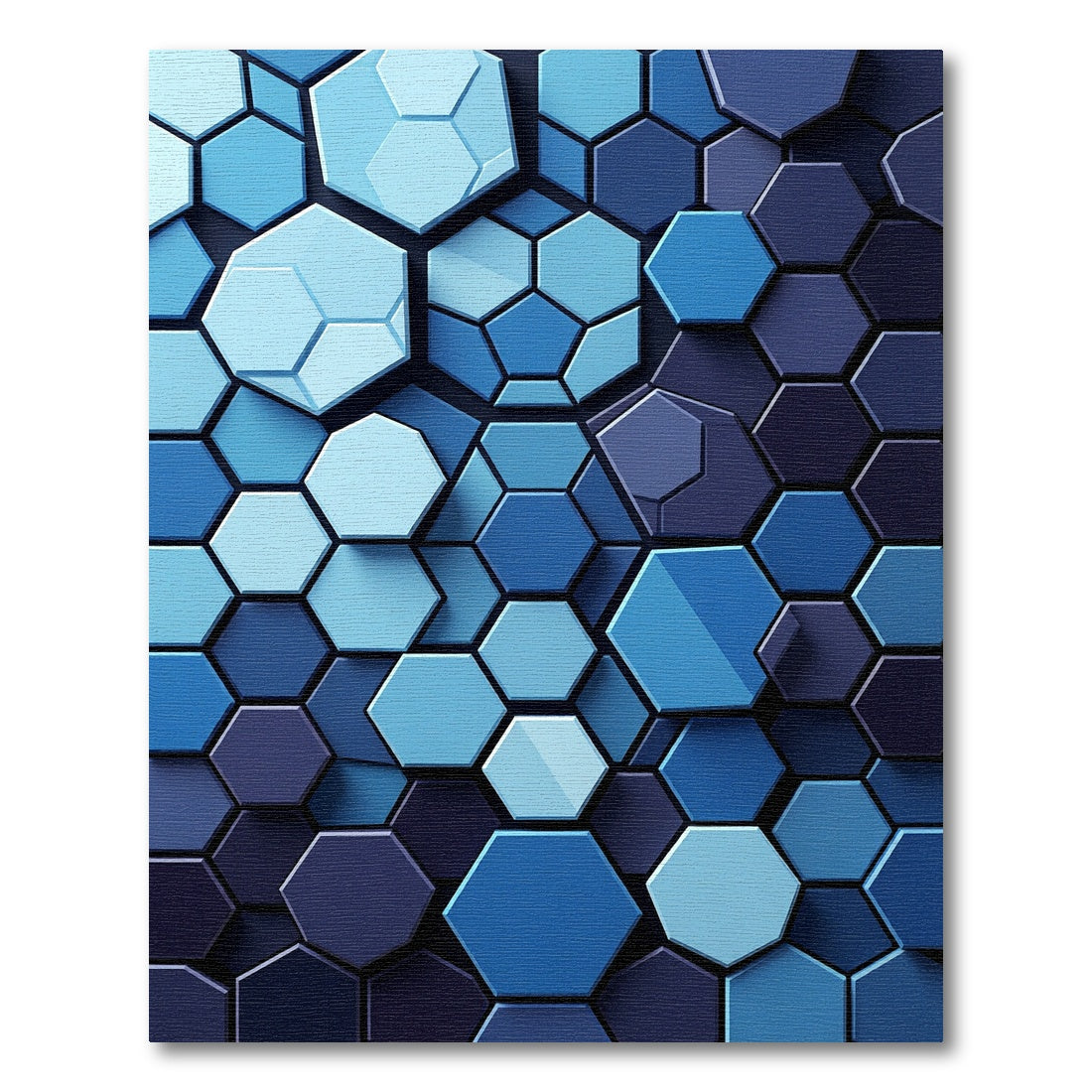 Modern Blue Geometric Hexagon Mosaic Rug