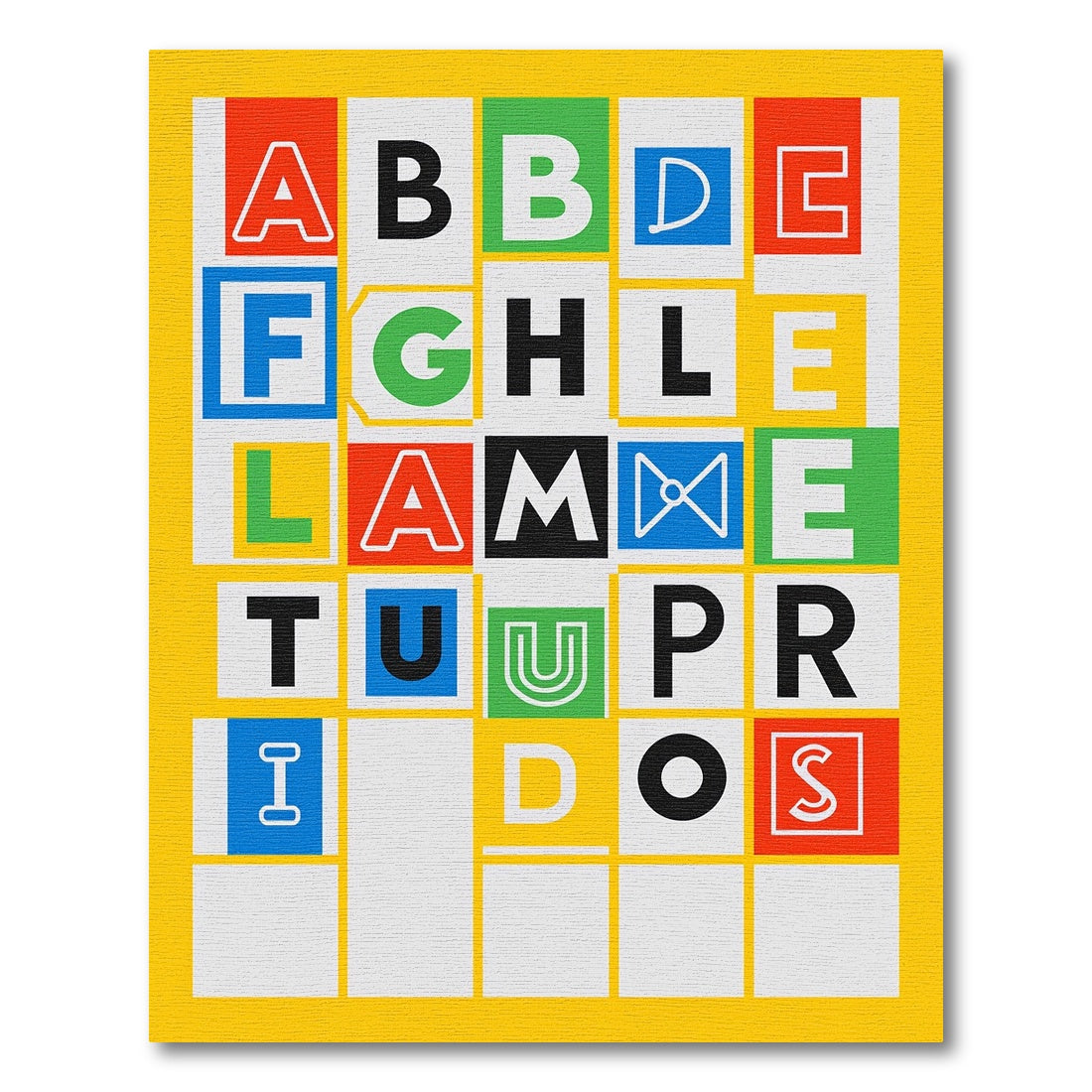 Alphabet Grid Colorful Blocks Rug