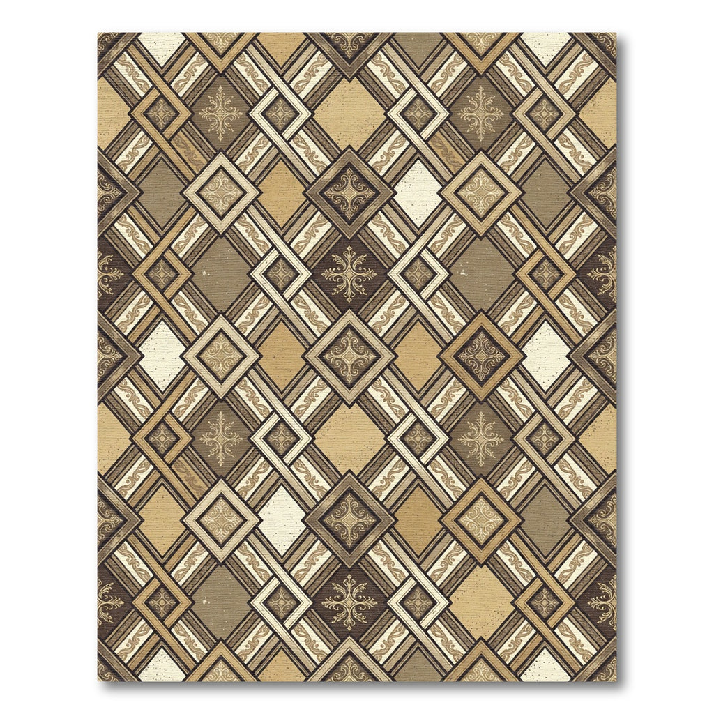 Elegant Brown Geometric Diamond Lattice Rug
