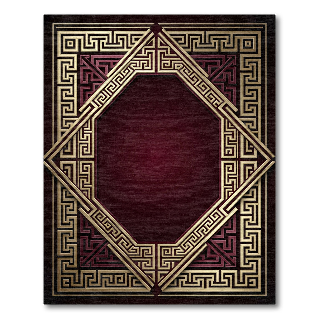 Ornate Gold Greek Key Frame Rug