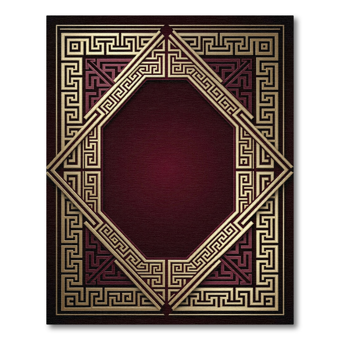 Ornate Gold Greek Key Frame Rug