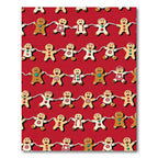 Gingerbread Figures Holding Hands Holiday Red Rug