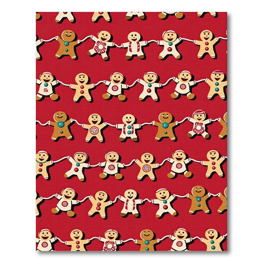 Gingerbread Figures Holding Hands Holiday Red Rug