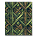 Green Geometric Forest Lattice Weave Rug