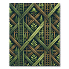 Green Geometric Forest Lattice Weave Rug