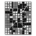 Modern Monochrome Geometric Fractured Grid Rug